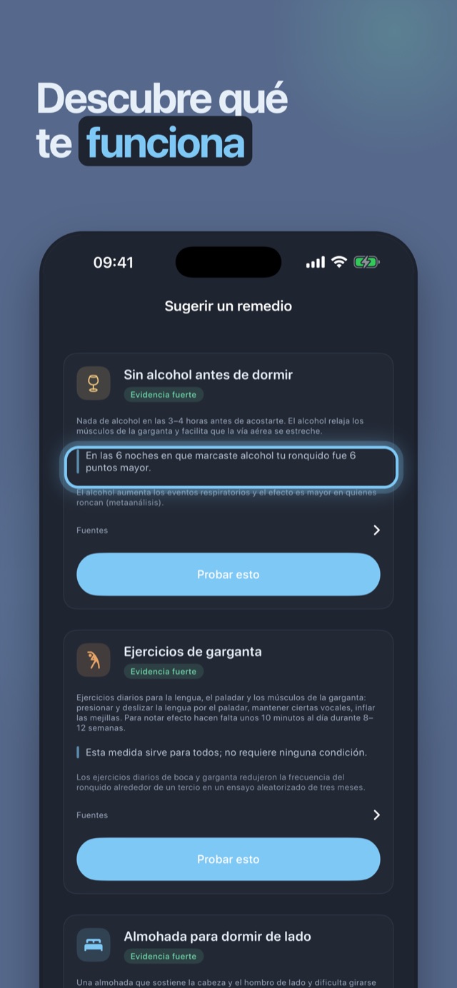 Encuentra lo que te funciona: remedios con nivel de evidencia construidos con tus propias noches
